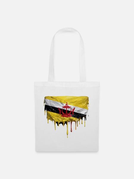 Brunei Flaggen Tropfenkunst - Stoffbeutel - Weiß