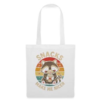 Raccoon Snacks Machen Mich Netter Waschbär Hunger - Stoffbeutel - Weiß - Vorne