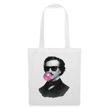 Edgar Allan Poe avec du chewing-gum et des lunettes de soleil - Sac en tissu - blanc - Devant