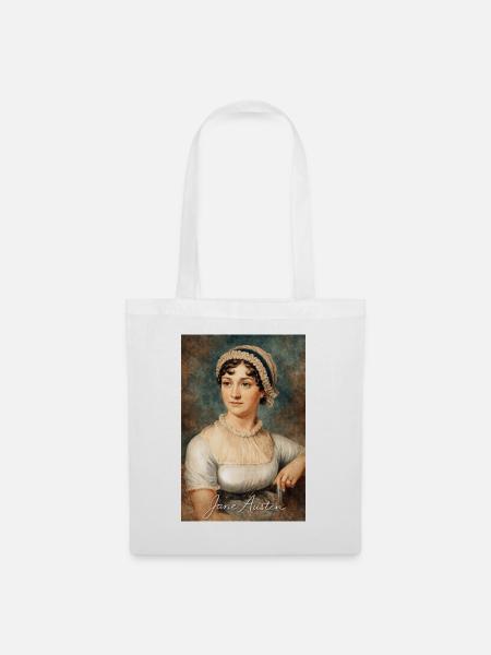 Jane Austen Porträt - Stoffbeutel - Weiß