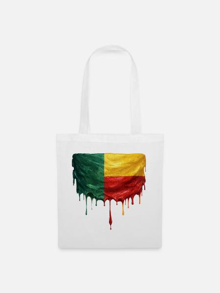 Benin Flagge im Tropfenstil - Stoffbeutel - Weiß