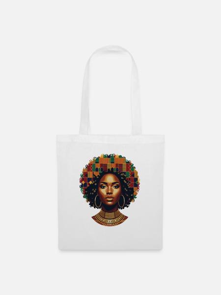 Kunstvolles Afro-Porträt - Stoffbeutel - Weiß