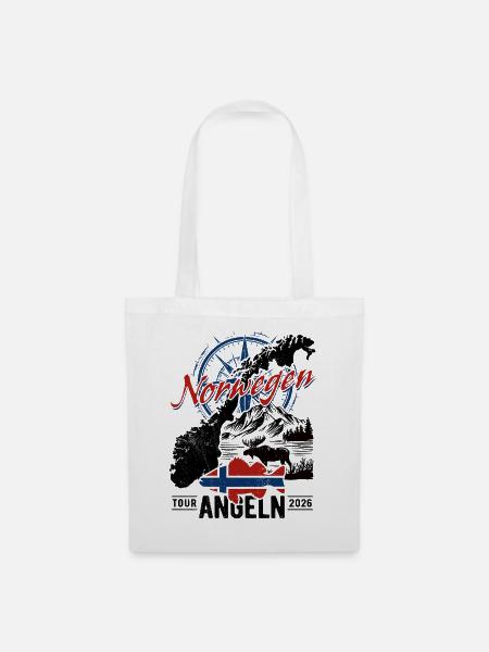 Norwegen Angeln Tour 2026 - Angler Geschenk - Stoffbeutel - Weiß