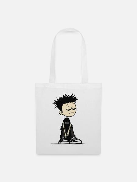 Verschlafenes Emo-Kinder-Cartoon-Tee - Stoffbeutel - Weiß