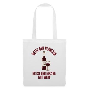 Rette Wasser Trink Wein Shirt Lustig - Stoffbeutel - Weiß - Vorne
