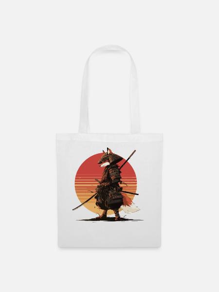 Samurai-Fuchs bei Sonnenuntergang - Stoffbeutel - Weiß