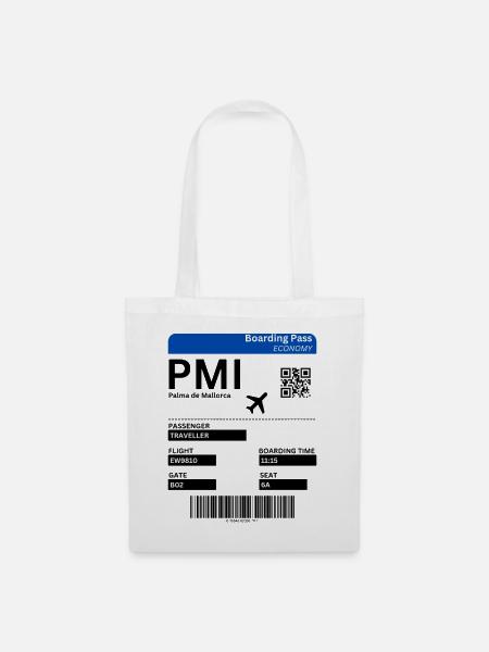 Mallorca Flugticket Design Boarding Pass Shirt - Stoffbeutel - Weiß