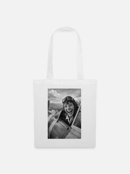 Amelia Earhart Selfie - Stoffbeutel - Weiß