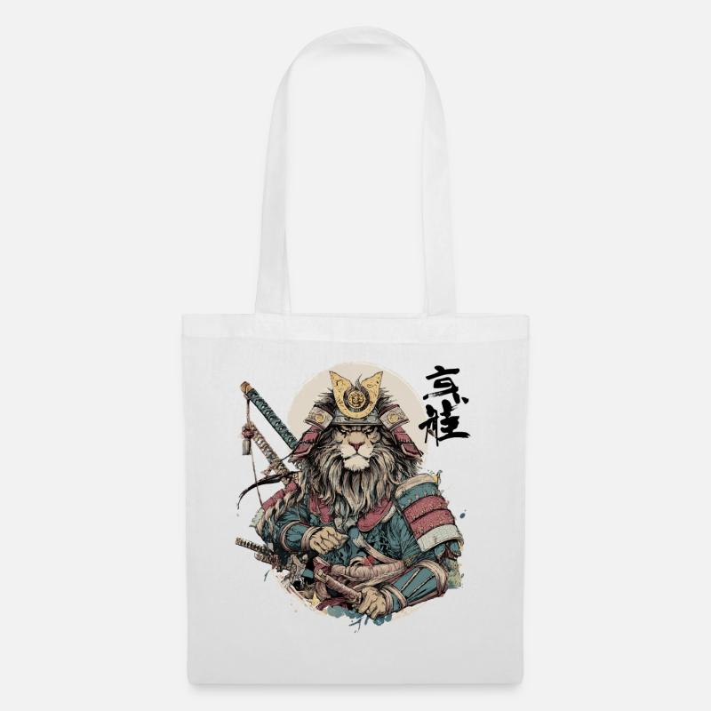 Lion Samurai Armor Warrior - Tote Bag - white