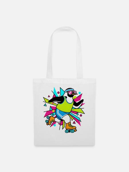 Heavy Metal Rocker Pinguin Gitarre Rock Musik - Stoffbeutel - Weiß
