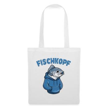  FISCHKOPF Lustiger Angler Spruch Norddeutscher - Stoffbeutel - Weiß - Vorne