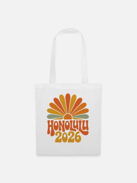 Honolulu 2026 Retro Sonnenburst - Stoffbeutel - Weiß