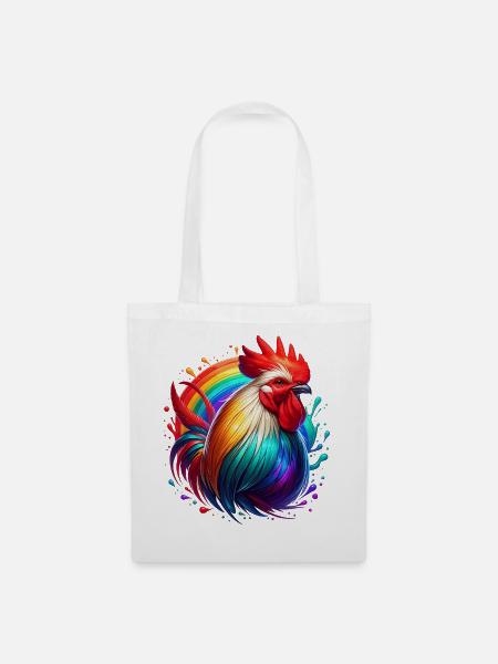 Hahn Rooster - Stoffbeutel - Weiß