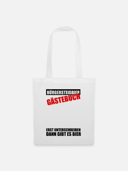 Gästebuch Bürgersteigbier Ortskontrollfahrt OKF - Stoffbeutel - Weiß