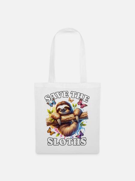 Faultier Save Sloth - Stoffbeutel - Weiß