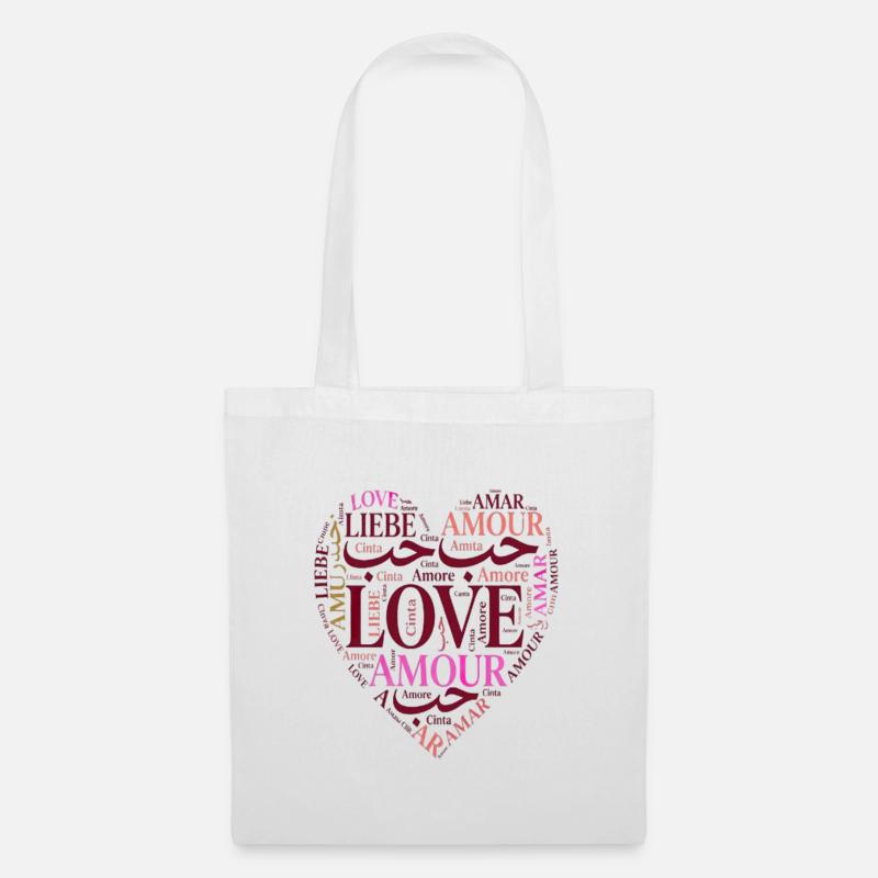 Love in Multiple Languages Heart – Romantic Design - Sac en tissu - blanc