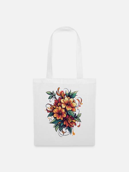 Feuerblüten Bouquet - Stoffbeutel - Weiß
