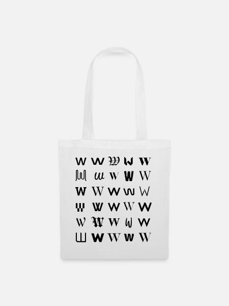 Typografie W-Monogramm-Buchstabenmosaikdesign - Stoffbeutel - Weiß