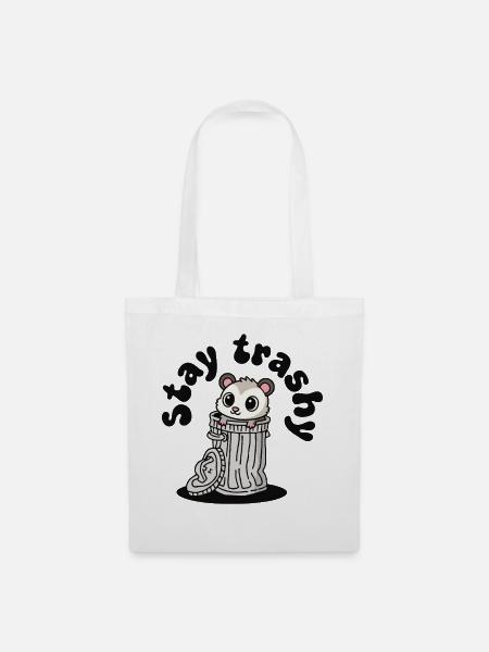 Bleib Trashig, Süßes Opossum, Lustig - Stoffbeutel - Weiß