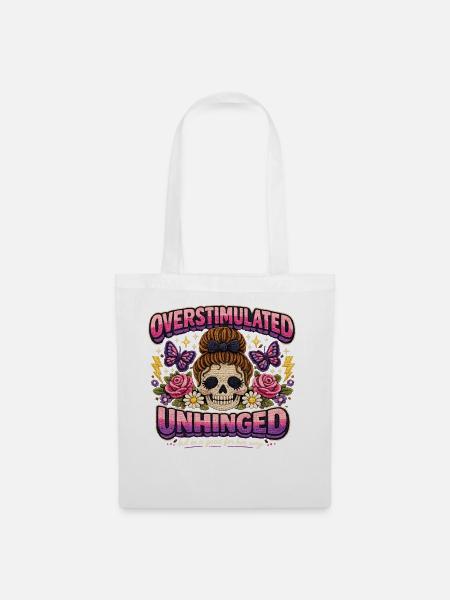 Overstimulated Unhinged Patch Skelett Geschenk - Stoffbeutel - Weiß
