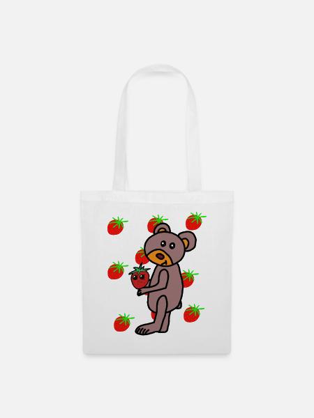 Teddy Teddybär Erdbeere Erdbeeren Kind - Stoffbeutel - Weiß