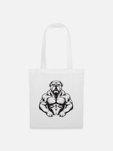 Hund Bodybuilding - Stoffbeutel - Weiß