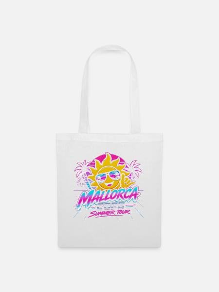 Mallorca Retro Neon Sonnenbild - Stoffbeutel - Weiß
