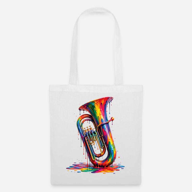 Tuba mit tropfender Farbe - Stoffbeutel - Weiß