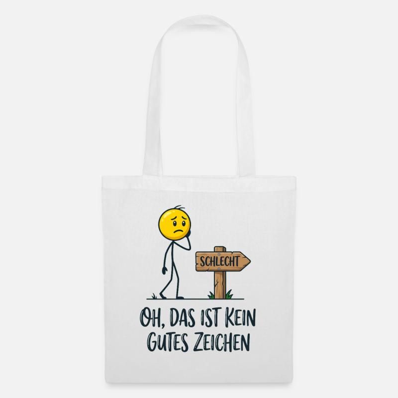 Kein gutes Zeichen Lustiges Strichmännchen - Stoffbeutel - Weiß
