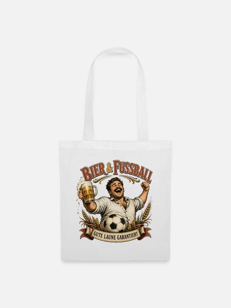 Bier & Fußball Jubler - Stoffbeutel - Weiß