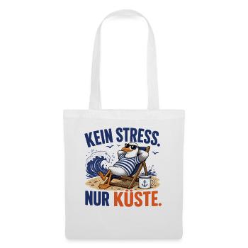 Möwe Kein Stress Nur Küste Shirt - Stoffbeutel - Weiß - Vorne