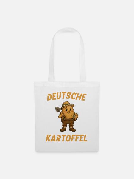 Deutsche Kartoffel mit Schaufel - Stoffbeutel - Weiß