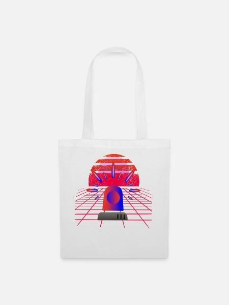Retro Synthwave Sirene Blaulicht Neon - Stoffbeutel - Weiß