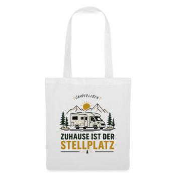 Zuhause ist der Stellplatz Campingliebe - Stoffbeutel - Weiß - Vorne