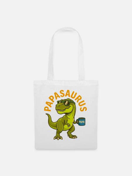 Papasaurus Dinosaurier T-Rex Cool Papa - Stoffbeutel - Weiß
