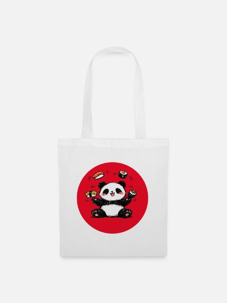 Kawaii Panda Sushi-Show - Stoffbeutel - Weiß