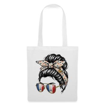 Fille Chignon Décoiffé France Tour Eiffel - Sac en tissu - blanc - Devant