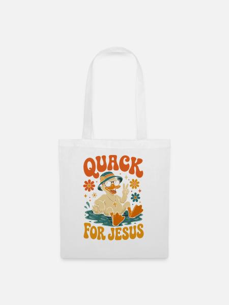 Quack für Jesus bunte Strandente - Stoffbeutel - Weiß
