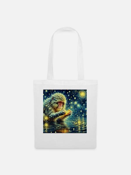 Schneeaffe Starry Night - Stoffbeutel - Weiß