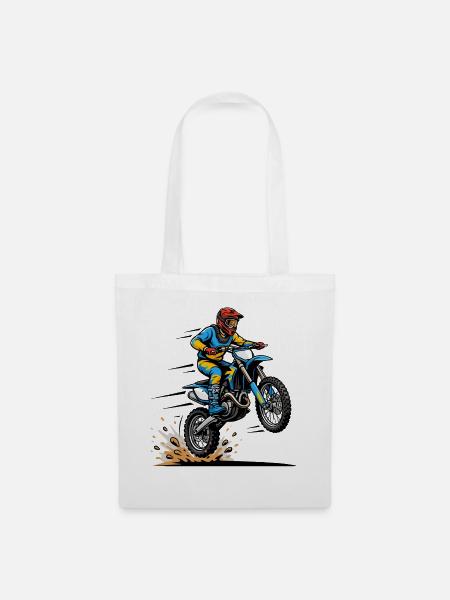 Motocross Sprung - Stoffbeutel - Weiß