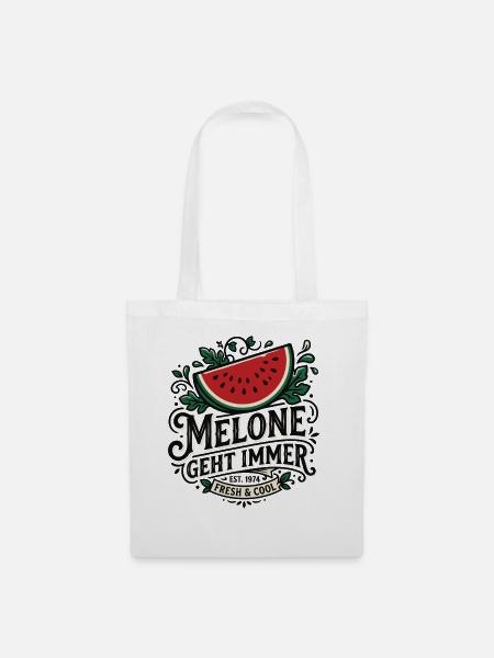Melone Geht Immer Retro Logo - Stoffbeutel - Weiß