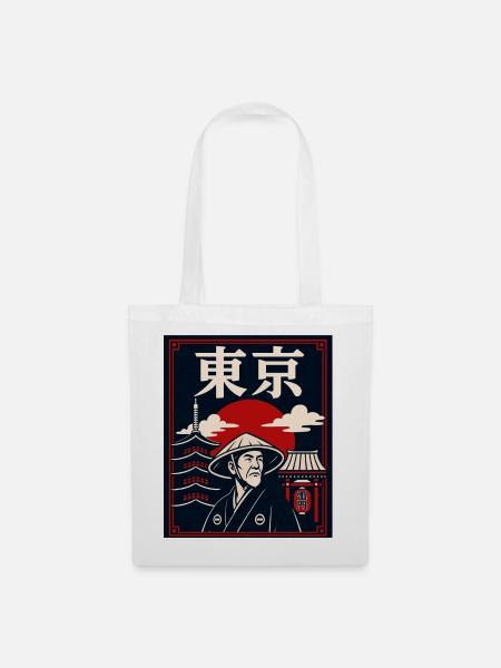 Tokyo Sonnenuntergang Samurai - Stoffbeutel - Weiß