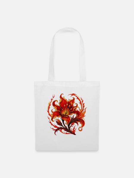 Flammenblüte Feuerblume Kunstmotiv - Stoffbeutel - Weiß