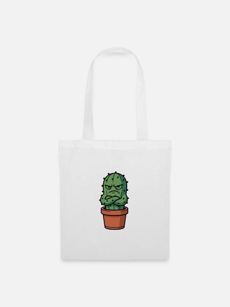 Grumpy Cactus Maskottchen - Stoffbeutel - Weiß
