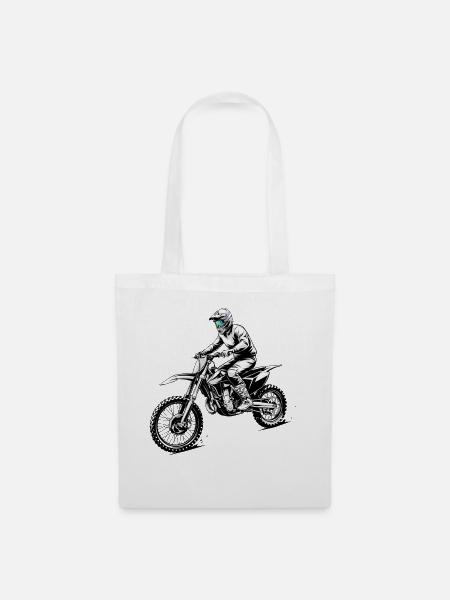 Motocross-Rennfahrer im Flug - Stoffbeutel - Weiß