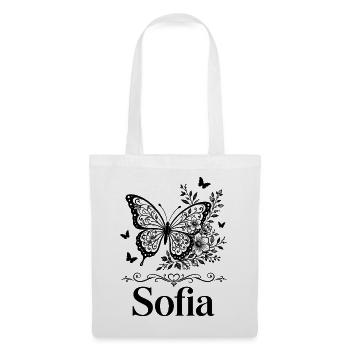Sofia Vorname Schmetterling Blumen Geschenk - Stoffbeutel - Weiß - Vorne