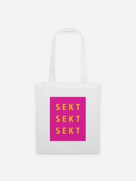 Sekt Dreifach Neon Pink - Stoffbeutel - Weiß