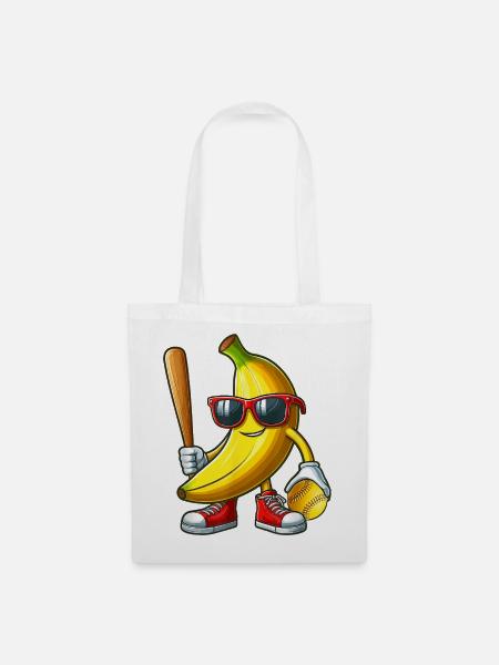 Banana Sunglasses Playing Softball - Stoffbeutel - Weiß