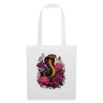 Magie du cobra et des fleurs - Sac en tissu - blanc - Devant