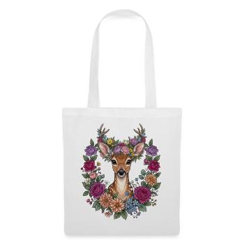 Deer Antlers Flowers Folk Festival Traditional Costumes Replacement - Tote Bag - white - Front